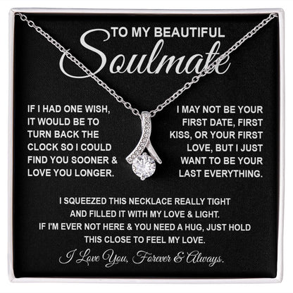 To My Beautiful Soulmate Necklace, Soulmate Jewelry For Women, Wife Necklace From Husband, Soulmate Gift For Her, To My Future Wife Necklace Message Card and Necklace Gift Box Gift Box Styles on Birthday, Wedding, Anniversary, Valentine Allruing Necklace
