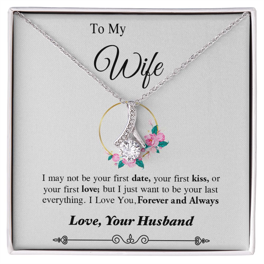 Couples Gifts, To My Dear Wife Necklace Gifts From Husband, Wedding Anniversary Jewelry For Wife From Husband, Necklace Customer Name Message Card and Gift Box styles On Birthday, Christmas, Anniversary Allruing Necklace