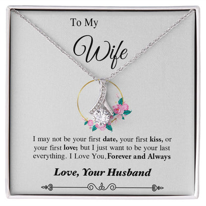Couples Gifts, To My Dear Wife Necklace Gifts From Husband, Wedding Anniversary Jewelry For Wife From Husband, Necklace Customer Name Message Card and Gift Box styles On Birthday, Christmas, Anniversary Allruing Necklace