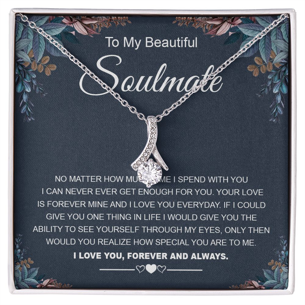 To My Beautiful Soulmate Necklace Gifts for Wife from Husband, Soulmate Valentine Gifts, Gift for Wife, Message Card and Necklace Gift Box Gift Box Styles on Birthday, Wedding, Anniversary, Valentine Allruing Necklace
