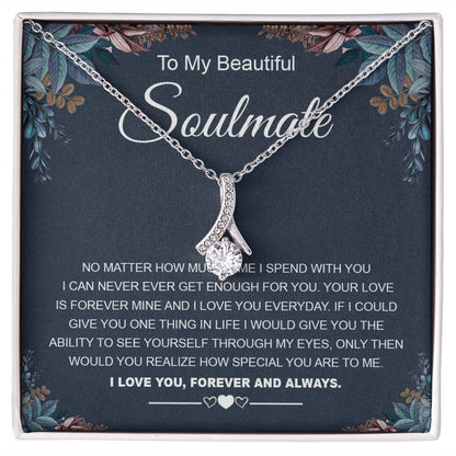 To My Beautiful Soulmate Necklace Gifts for Wife from Husband, Soulmate Valentine Gifts, Gift for Wife, Message Card and Necklace Gift Box Gift Box Styles on Birthday, Wedding, Anniversary, Valentine Allruing Necklace