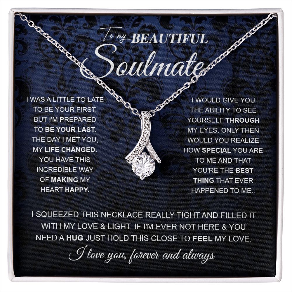 to My Beautiful Soulmate Wife Necklace Future Wife Gifts, Promise Necklace For Her, Fiance Gifts For Her, Wedding Anniversary Gifts For Future Wife With Message Card Box LED, Soulmate Necklace For Women, To My Wife Necklace Allruing Necklace