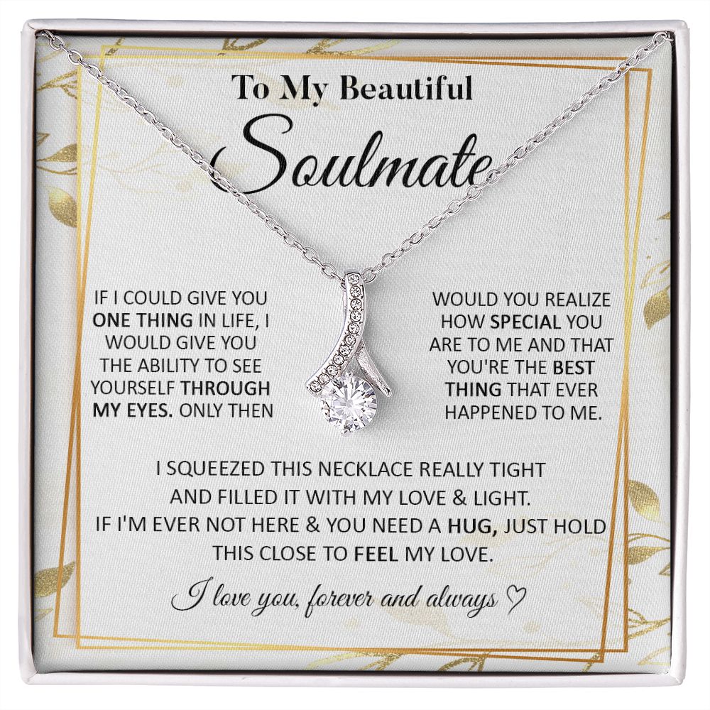 Couples Gifts To My Beautiful Soulmate Necklace From Husband, Wedding Anniversary For Wife From Husband, Wife Wedding From Husband, To My Wife, Necklace Custom Name Message Card and Gift Box Styles on Birthday, Christmas, Wedding, Anniversary Allruing Nec