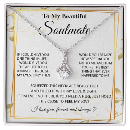 Couples Gifts To My Beautiful Soulmate Necklace From Husband, Wedding Anniversary For Wife From Husband, Wife Wedding From Husband, To My Wife, Necklace Custom Name Message Card and Gift Box Styles on Birthday, Christmas, Wedding, Anniversary Allruing Nec
