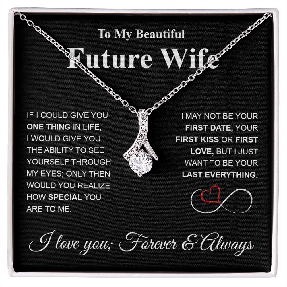 Future Wife Necklace My Last Everything, Promise Necklace For Her, Fiance Gifts For Her, Valentine Gifts For Future Wife With Message Card Box LED, Soulmate Necklace For Women, To My Wife Necklace Allruing Necklace