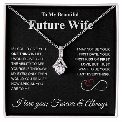 Future Wife Necklace My Last Everything, Promise Necklace For Her, Fiance Gifts For Her, Valentine Gifts For Future Wife With Message Card Box LED, Soulmate Necklace For Women, To My Wife Necklace Allruing Necklace
