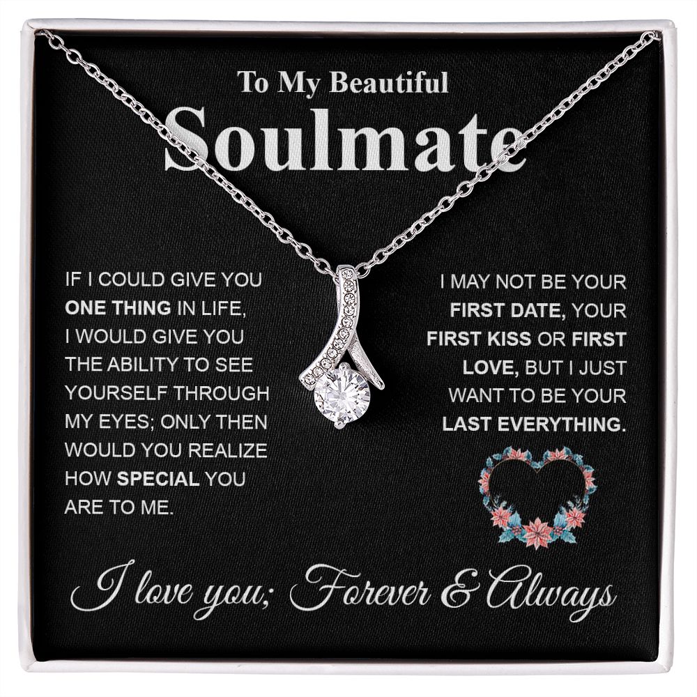 Beautiful Soulmate Necklace My Last Everything, Promise Necklace For Her, Fiance Gifts For Her, Valentine Gifts For Future Wife With Message Card Box LED, Soulmate Necklace For Women, To My Wife Necklace Allruing Necklace