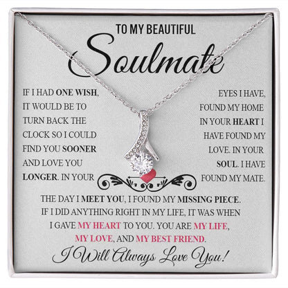 My Beautiful Soulmate Necklace Future Wife Gifts, Promise Necklace For Her, Fiance Gifts For Her, Valentine Birthday Gifts For Future Wife With Message Card Box LED, Soulmate Necklace For Women, To My Wife Necklace Allruing Necklace
