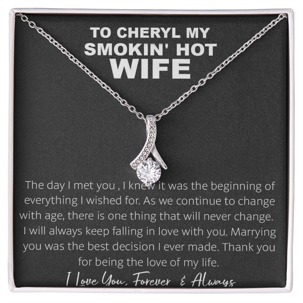 Couples Gifts, To My Smokin's Hot Wife Necklace, Bonus Necklace Gift For Her, Birthday Gift Necklaces Customer Name Message Card and Gift Box styles On Birthday, Christmas, Anniversary Allruing Necklace