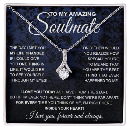 to My Soulmate Necklace, Soulmate Jewelry for Women, Wife Gifts from Husband, Anniversary Necklace for Wife Soulmate Gifts Future Wife Necklace Message Card and Gift Box Styles on Birthday, Wedding, Anniversary, Valentine Allruing Necklace