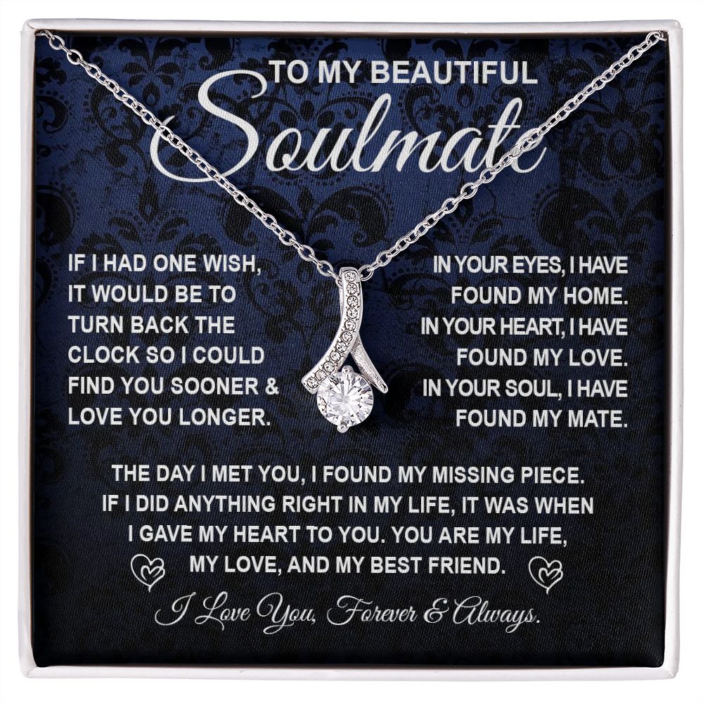 To My Beautiful Soulmate Necklace Gift for Her, Soulmate for Wife Birthday Gifts from Husband, Wedding Jewelry for Women, Soulmate Gifts, Message Card and Necklace Gifts Box Gift Box Styles on Birthday, Wedding, Anniversary, Valentine Allruing Necklace