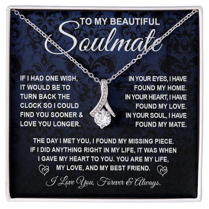 To My Beautiful Soulmate Necklace Gift for Her, Soulmate for Wife Birthday Gifts from Husband, Wedding Jewelry for Women, Soulmate Gifts, Message Card and Necklace Gifts Box Gift Box Styles on Birthday, Wedding, Anniversary, Valentine Allruing Necklace