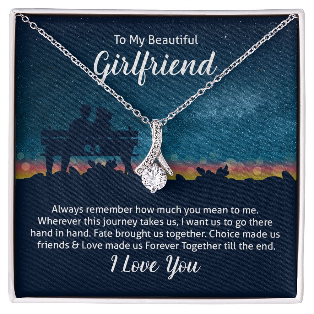 Couples Gifts Necklace To My Beautiful Girlfriend Necklace Gifts For My Wife, I Love You, Love Knot Meaningful Necklace Message Card and Gift Box Styles on Birthday, Christmas, Anniversary Allruing Necklace