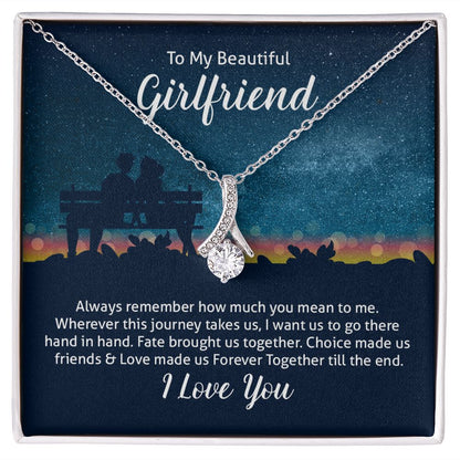 Couples Gifts Necklace To My Beautiful Girlfriend Necklace Gifts For My Wife, I Love You, Love Knot Meaningful Necklace Message Card and Gift Box Styles on Birthday, Christmas, Anniversary Allruing Necklace