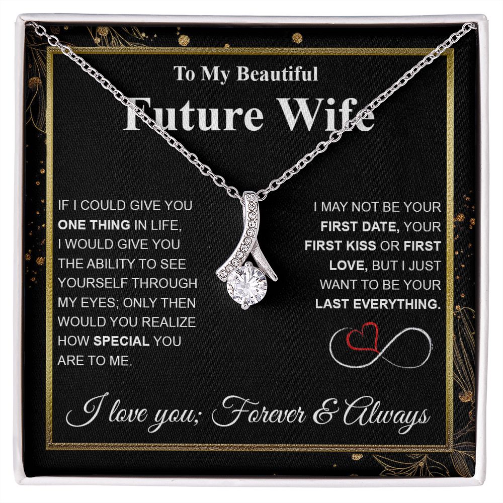 Future Wife Necklace My Last Everything, Promise Necklace For Her, Fiance Gifts For Her, Wedding Valentine Gifts For Future Wife With Message Card Box LED, Soulmate Necklace For Women, To My Wife Necklace Allruing Necklace