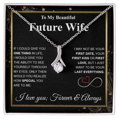 Future Wife Necklace My Last Everything, Promise Necklace For Her, Fiance Gifts For Her, Wedding Valentine Gifts For Future Wife With Message Card Box LED, Soulmate Necklace For Women, To My Wife Necklace Allruing Necklace