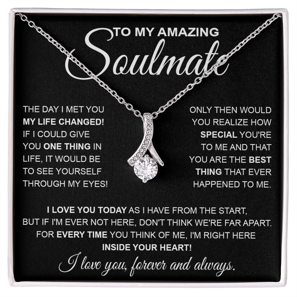 to My Soulmate Necklace, Soulmate Jewelry for Women, Wife Gifts from Husband , Necklace for Wife Soulmate Gifts Future Wife Necklace Message Card and Gift Box Styles on Birthday, Wedding, Anniversary, Valentine Allruing Necklace