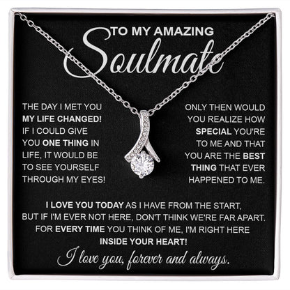 to My Soulmate Necklace, Soulmate Jewelry for Women, Wife Gifts from Husband , Necklace for Wife Soulmate Gifts Future Wife Necklace Message Card and Gift Box Styles on Birthday, Wedding, Anniversary, Valentine Allruing Necklace