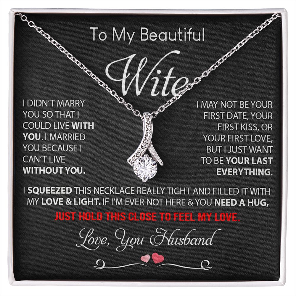 My Beautiful Wife Necklace Future Wife Gifts, Promise Necklace For Her, Fiance Gifts For Her, Valentine Gifts For Soulmate From Husband With Message Card Box LED, Soulmate Necklace For Women, To My Wife Necklace Allruing Necklace