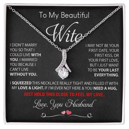 My Beautiful Wife Necklace Future Wife Gifts, Promise Necklace For Her, Fiance Gifts For Her, Valentine Gifts For Soulmate From Husband With Message Card Box LED, Soulmate Necklace For Women, To My Wife Necklace Allruing Necklace