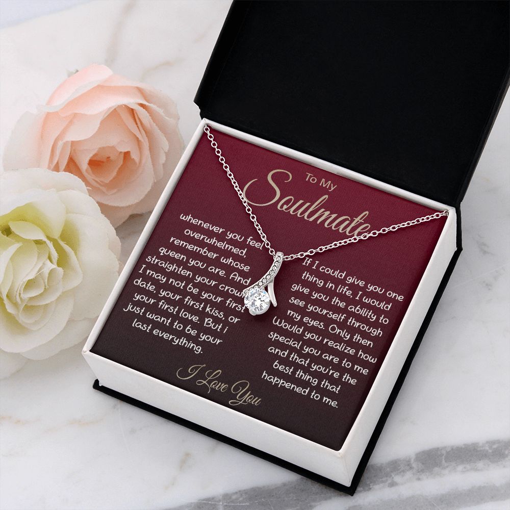 To My Soulmate Necklace For Women, Couple Gifts For Girlfriend, Valentine Christmas Presents For Girlfriend, Valentine Necklace Gifts For Wife, Women Romantic Jewelry For Her Vanlentine Day's Message Card and Gift Box Styles ALLURING