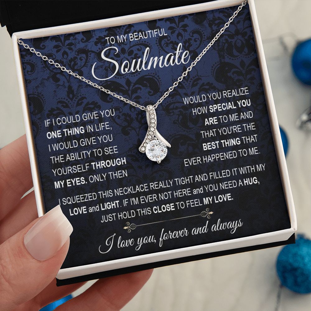 To My Soulmate Necklace for Women, Necklaces For Wife from Husband, Soulmate Necklace to My Future Wife, Necklace For Girlfriend with Message Card and Necklace Gift Box Gift Box Styles on Birthday, Christmas, Wedding, Anniversary Allruing Necklace