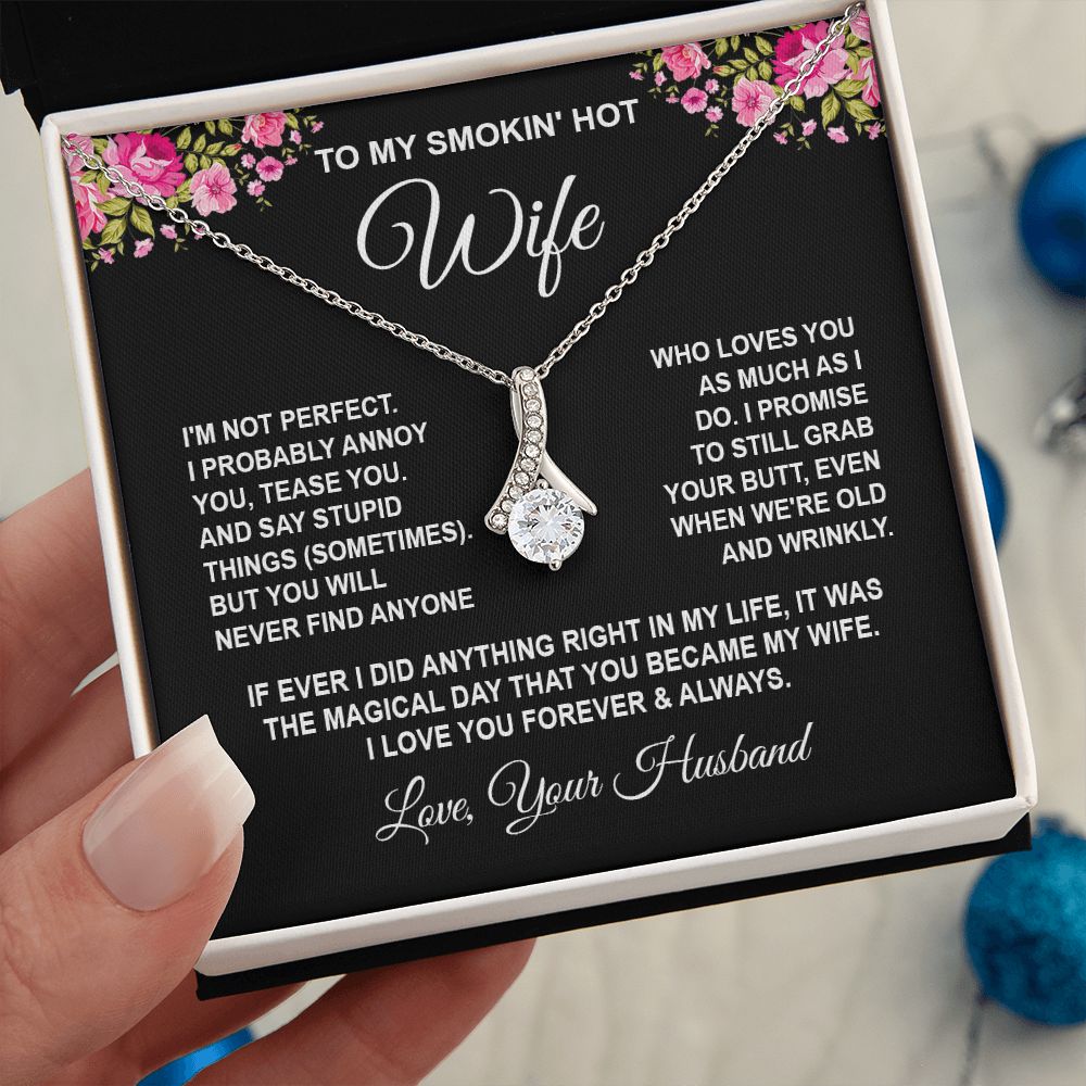 Wife Necklace Gifts from Husband, Wedding Gifts for Wife from Husband, Wife Birthday Gifts from Husband, To My Wife Necklace Message Card and Necklace Gifts Box Gift Box Styles on Birthday, Wedding, Anniversary, Valentine Allruing Necklace