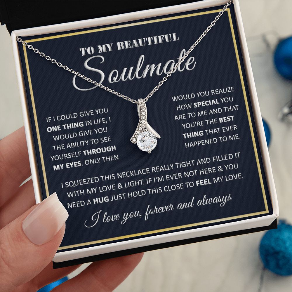 Couples Gifts, To My Beautiful Soulmate Necklace Gifts From Husband, Wedding Anniversary For Wife From Husband, My Beautiful Wife, Necklace Custom Name Message Card and Gift Box Styles on Birthday, Christmas, Wedding, Anniversary Allruing Necklace
