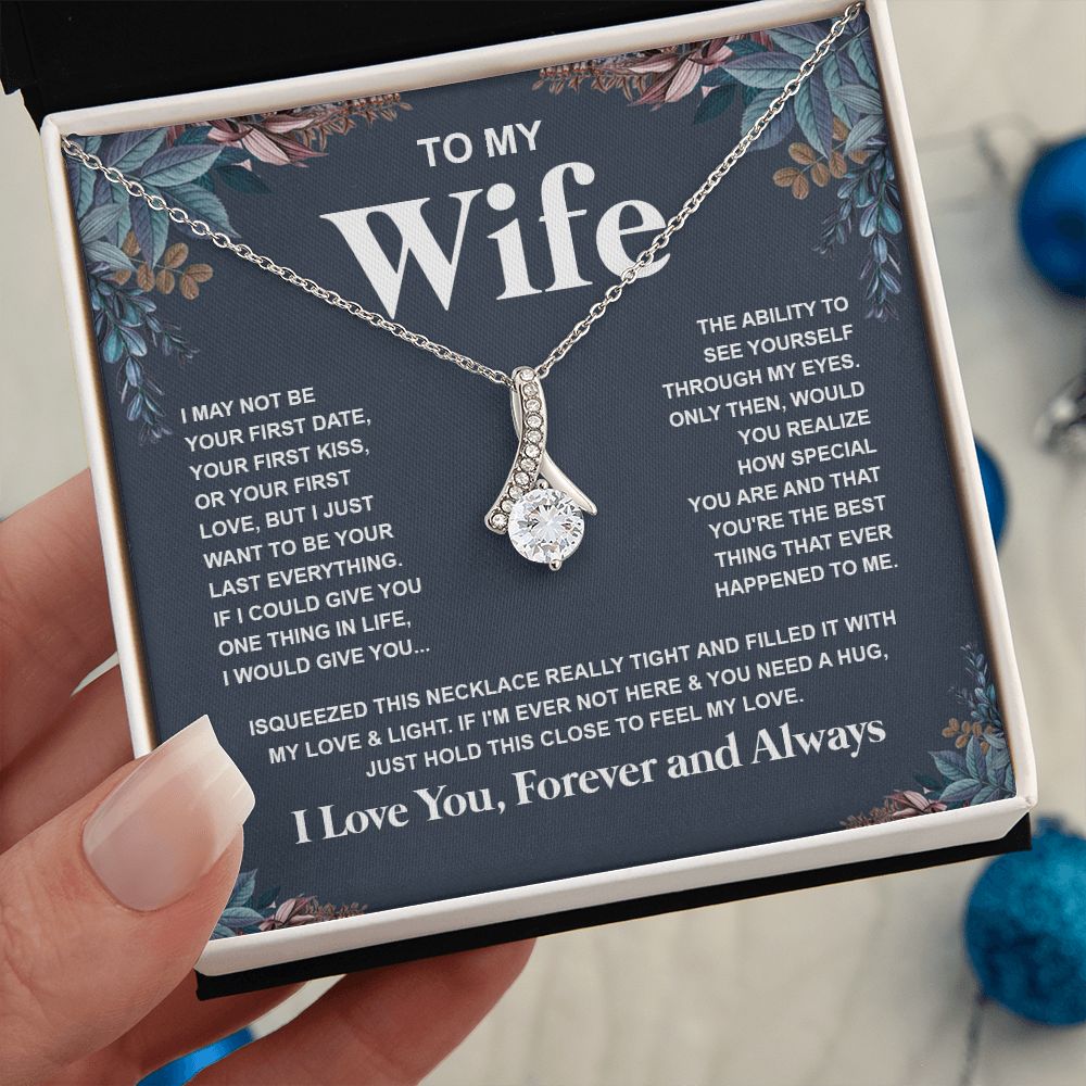 Couples Gifts Necklace To My Wife Necklace Anniversary Valentine Jewelry Romantic Gifts For My Wife Pendant Jewelry with Message Card and Box Necklaces for Women Valentines Day Happy Anniversary Wedding Present Allruing Necklace