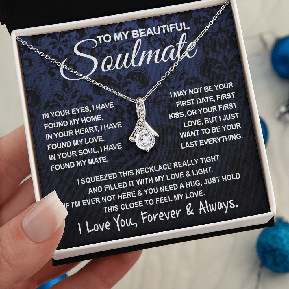 To My Beautiful Soulmate Necklace, Soulmate Jewelry For Women, Wife Necklace From Husband, Wife Anniversary Gifts Necklace For Wife, Soulmate Gifts For Her, To My Future Wife Necklace Soulmate Allruing Necklace