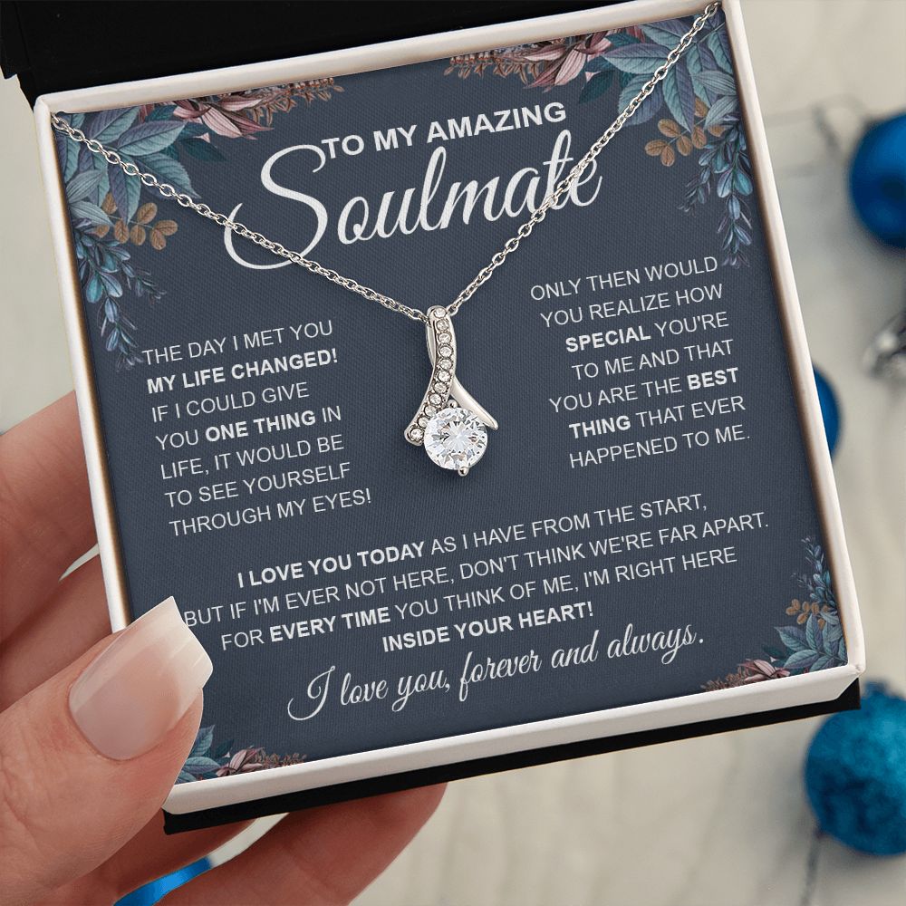to My Soulmate Necklace, Soulmate Jewelry for Women, Wife Gifts from Husband, Wedding Necklace for Wife Soulmate Gifts Future Wife Necklace Message Card and Gift Box Styles on Birthday, Wedding, Anniversary, Valentine Allruing Necklace