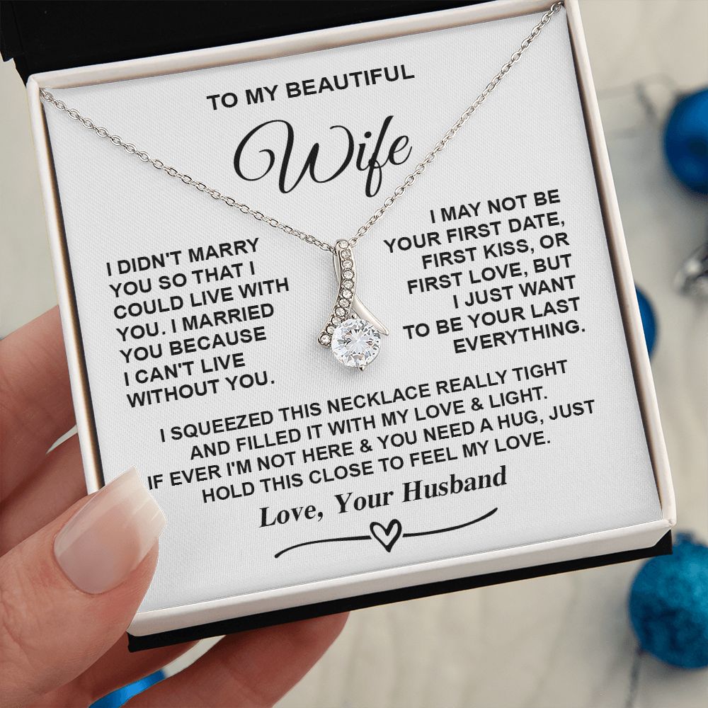 Wife Necklace Gifts from Husband, Gifts for Wife Birthday from Husband, Necklaces for Wife from Husband to My Wife Message Card and Necklace Gift Box Gift Box Styles on Birthday, Christmas, Wedding, Anniversary, Valentine Allruing Necklace