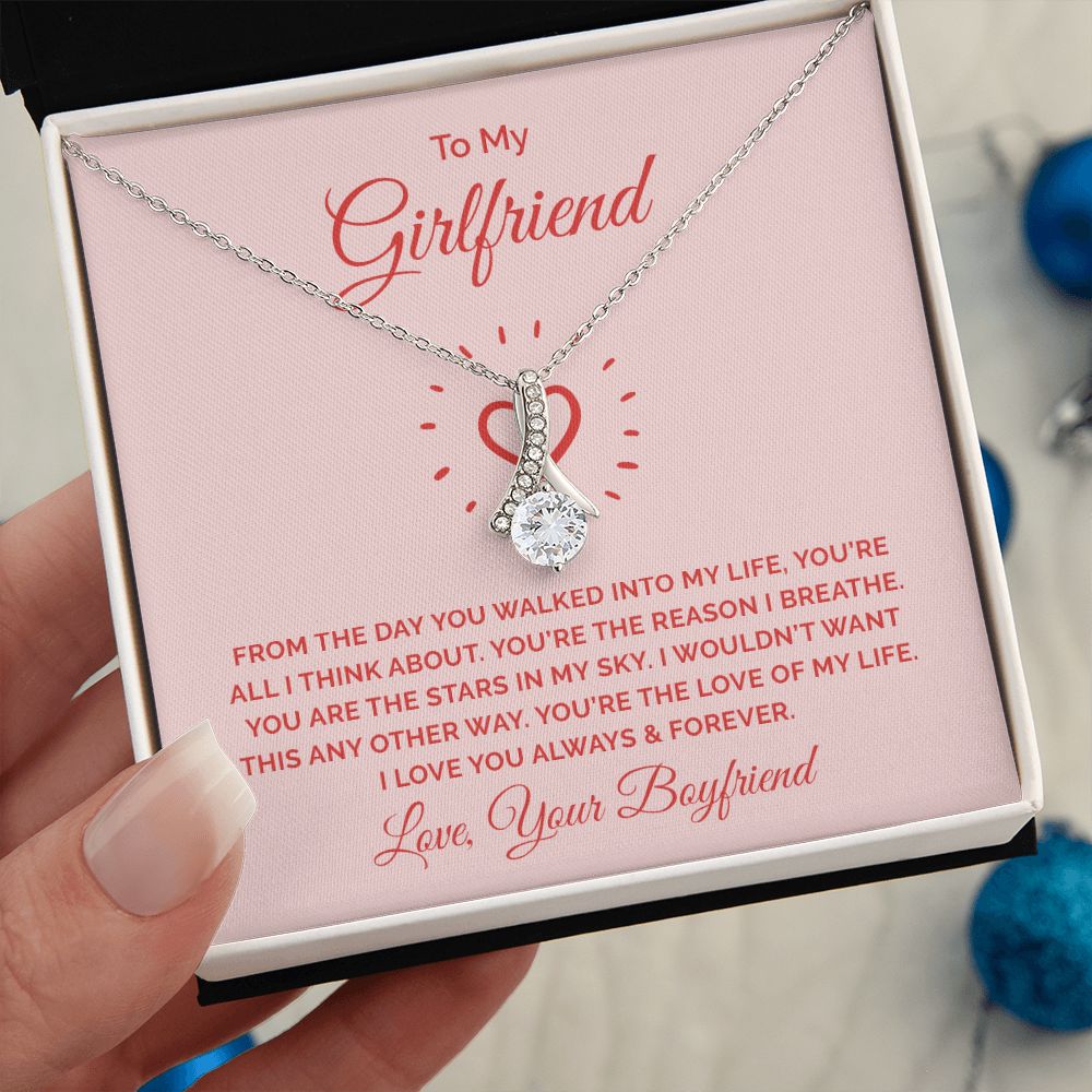 Love Knot Necklace, To My Girlfriend Gifts From Boyfriend, Girlfriend Jewelry, Girlfriend Anniversary For Girlfriend Gift, Necklace Message Card and Gift Box Styles on Birthday, Christmas, Anniversary  Allruing Necklace