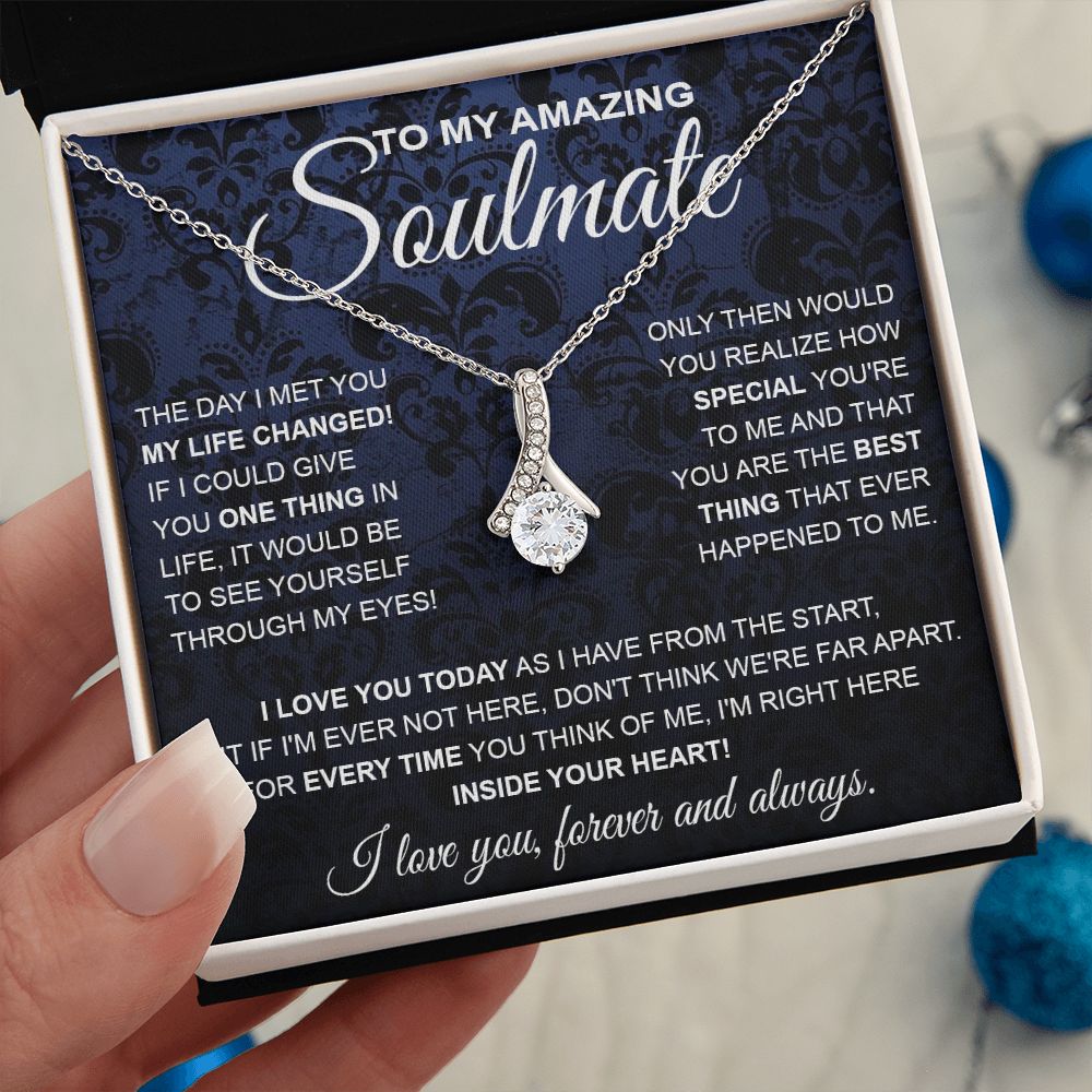 to My Soulmate Necklace, Soulmate Jewelry for Women, Wife Gifts from Husband, Anniversary Necklace for Wife Soulmate Gifts Future Wife Necklace Message Card and Gift Box Styles on Birthday, Wedding, Anniversary, Valentine Allruing Necklace