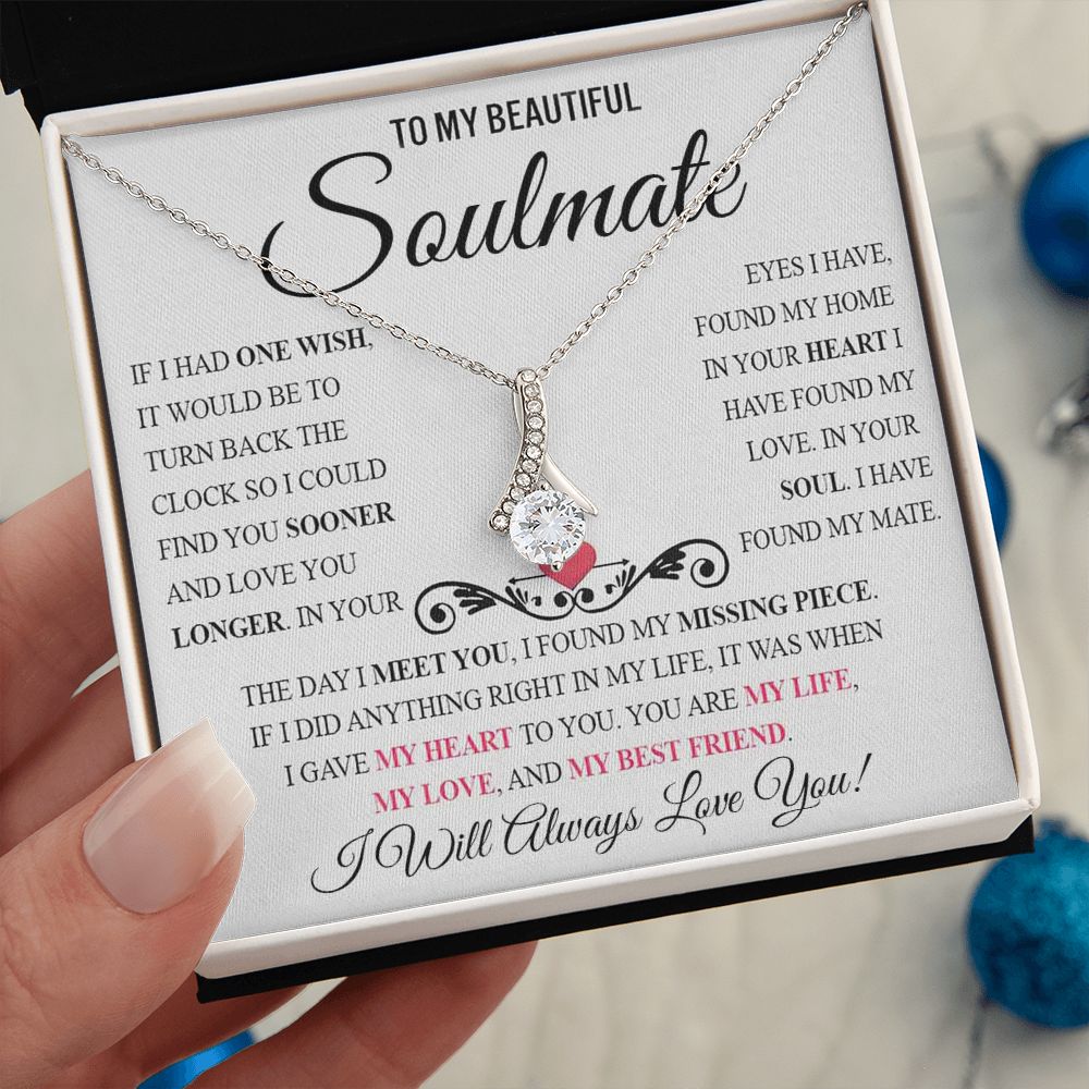 My Beautiful Soulmate Necklace Future Wife Gifts, Promise Necklace For Her, Fiance Gifts For Her, Valentine Birthday Gifts For Future Wife With Message Card Box LED, Soulmate Necklace For Women, To My Wife Necklace Allruing Necklace