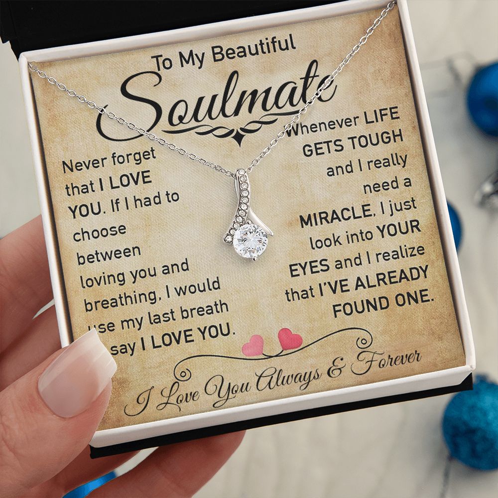 My Beautiful Soulmate Necklace Future Wife Gifts, Promise Necklace For Her, Fiance Gifts For Her, Valentine Gifts For Soulmate From Husband With Message Card Box LED, Soulmate Necklace For Women, To My Wife Necklace Allruing Necklace