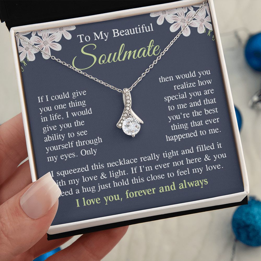 Soulmate Necklace Gift for Her, Soulmate Jewelry, Necklace for Future Wife, Wedding Anniversary Jewelry for Wife Necklace Gifts from Husband - Soulmate Gift Necklace with Message Card and Gift Box Allruing Necklace