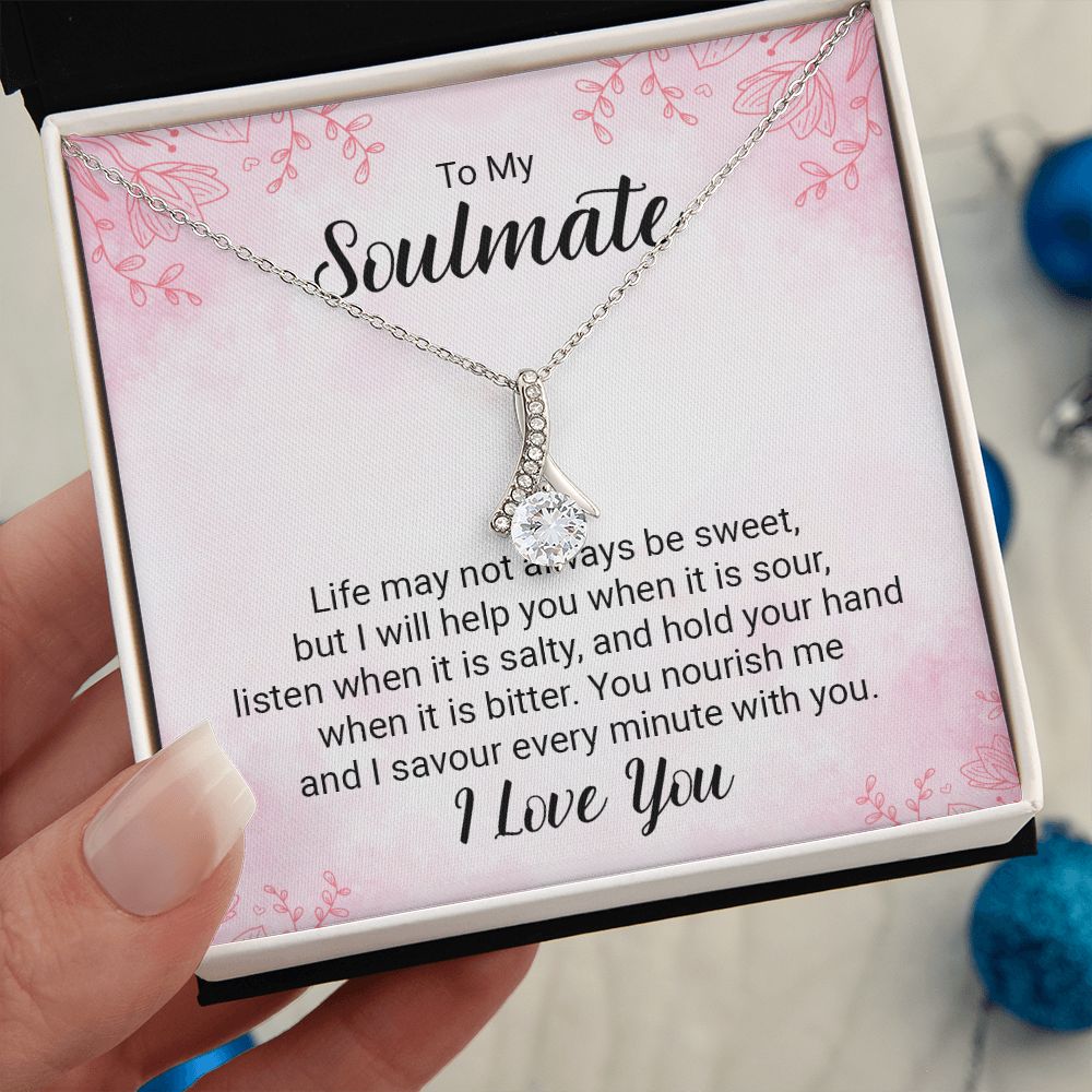 To My Soulmate Necklace for her Jewelry For Her Couples Gifts Necklaces For Soul Mate Christmas Jewelry, Love Knot Meaningful Necklace Message Card and Gift Box Styles on Birthday, Christmas, Anniversary Allruing Necklace