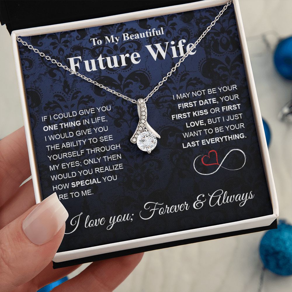 Future Wife Necklace My Last Everything, Promise Necklace For Her, Fiance Gifts For Her, Wedding Gifts For Future Wife With Message Card Box LED, Soulmate Necklace For Women, To My Wife Necklace Allruing Necklace