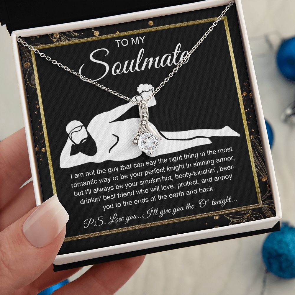 To My Soulmate Necklace For Women, Funny Gifts For Girlfriend,Valentine Christmas Presents For Girlfriend, Best Birthday Meaningful Gift Ideas For Wife, Women Romantic Jewelry For Her Wedding Message Card and Gift Box Styles Allruing Necklace