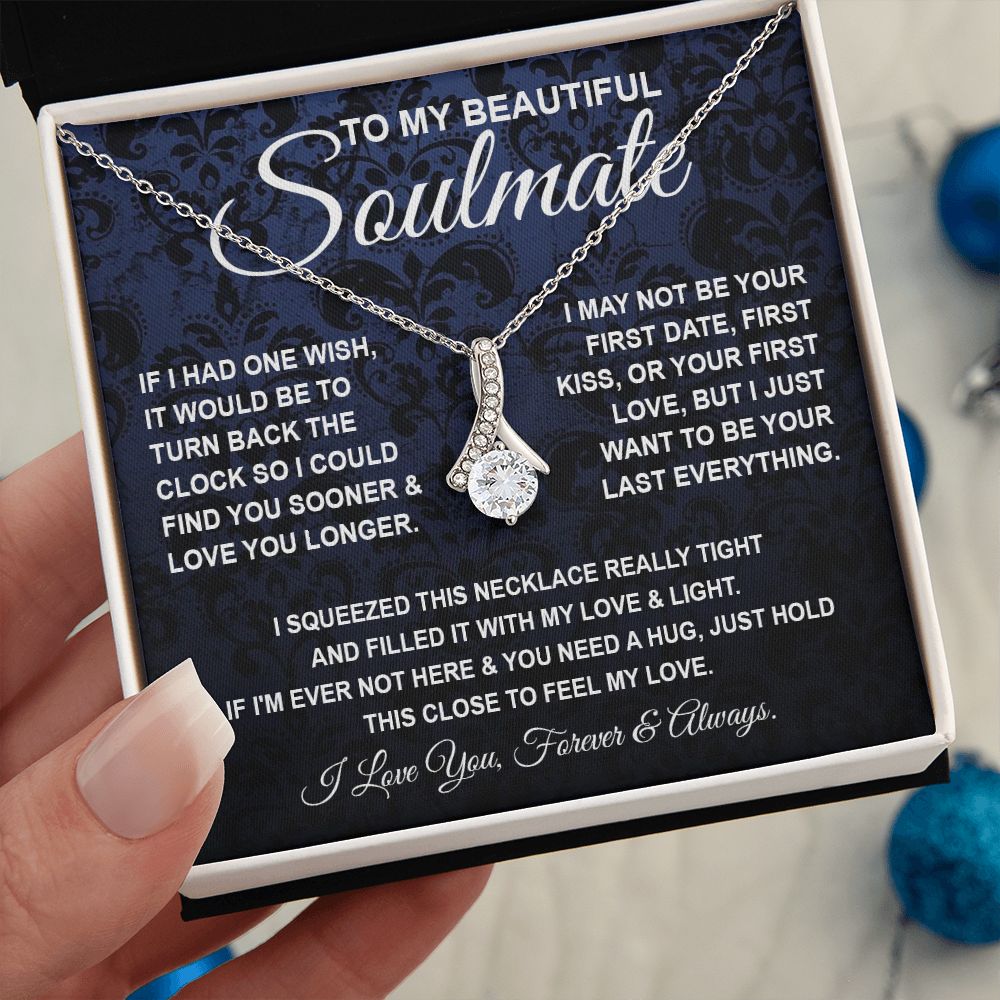 To My Beautiful Soulmate Necklace, Soulmate Jewelry For Women, Wife Necklace From Husband, Soulmate Gift For Her, To My Future Soulmate Necklace Message Card and Necklace Gift Box Gift Box Styles on Birthday, Wedding, Anniversary, Valentine Allruing Neckl