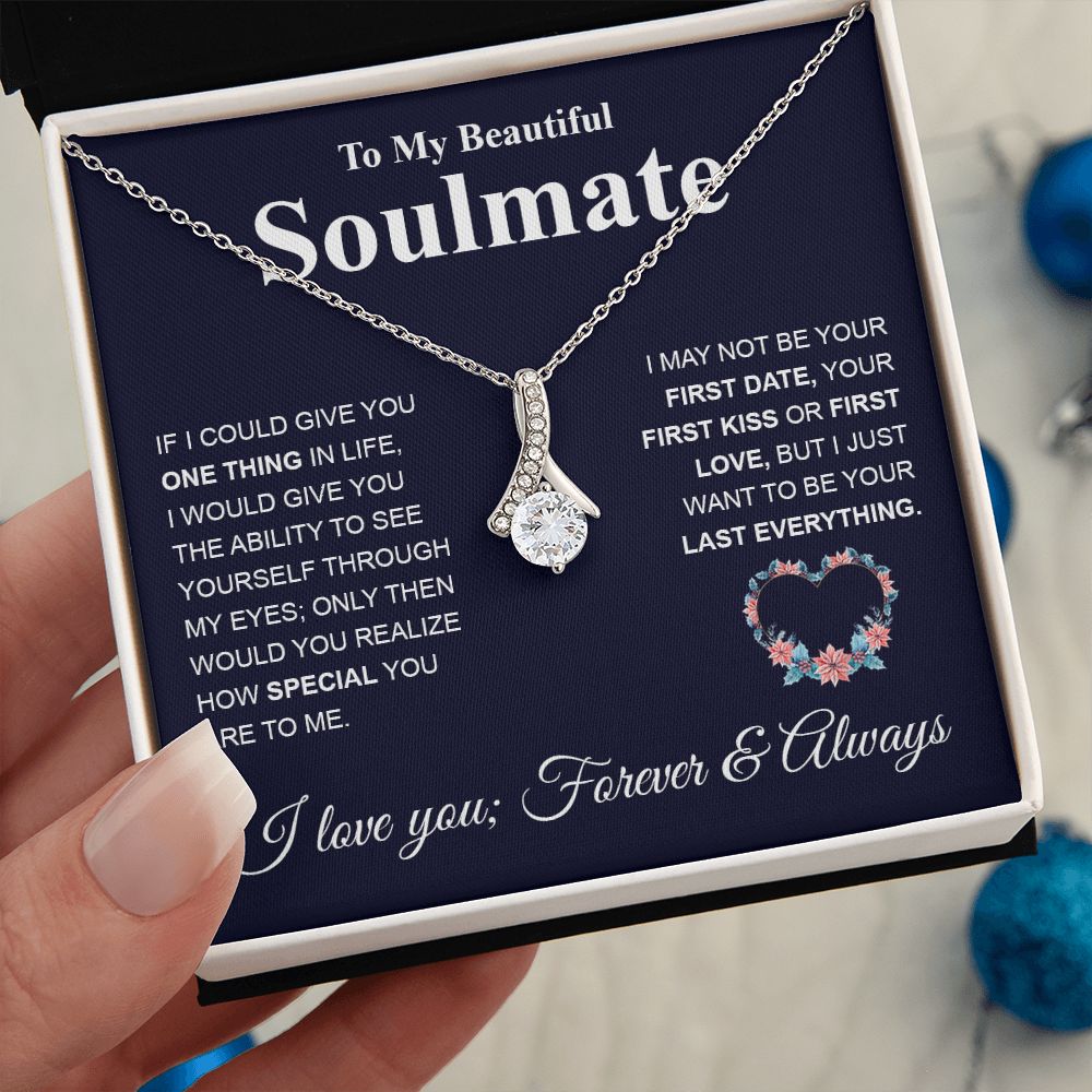 My Beautiful Soulmate Necklace My Last Everything, Promise Necklace For Her, Fiance Gifts For Her, Valentine Gifts For Future Wife With Message Card Box LED, Soulmate Necklace For Women, To My Wife Necklace copy Allruing Necklace