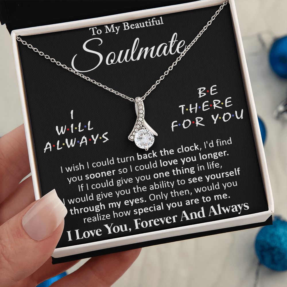 Couples Gifts, To My Beautiful Soulmate Necklace Gifts From Husband, Wedding Anniversary For Wife From Husband, To My Beautiful Wife, Necklace Custom Name Message Card and Gift Box Styles on Birthday, Christmas, Wedding, Anniversary Allruing Necklace