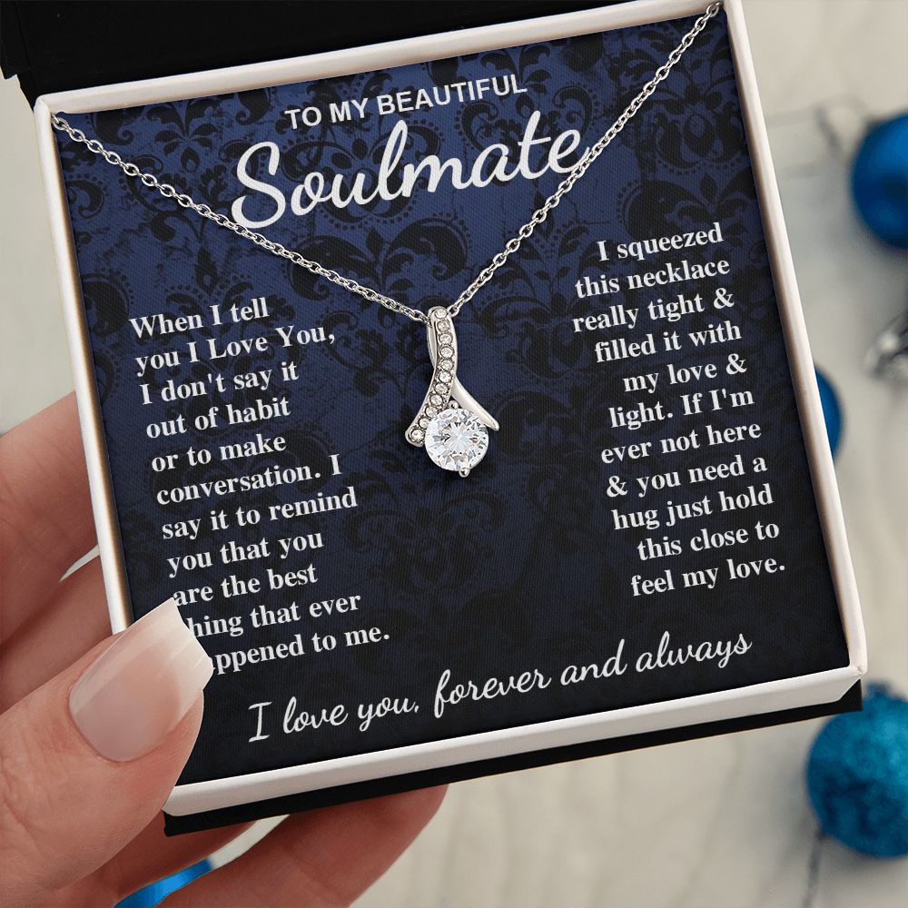 To My Beautiful Soulmate Necklace Gift for Her, Soulmate for Wife Birthday Gifts from Husband, Wedding for Women, Soulmate Gifts, Message Card and Necklace Gifts Box Gift Box Styles on Birthday, Wedding, Anniversary, Valentine Allruing Necklace