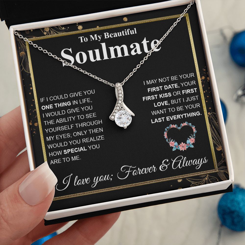 Beautiful Soulmate Necklace My Last Everything, Promise Necklace For Her, Fiance Gifts For Her, Wedding Valentine Gifts For Future Wife With Message Card Box LED, Soulmate Necklace For Women, To My Wife Necklace Allruing Necklace