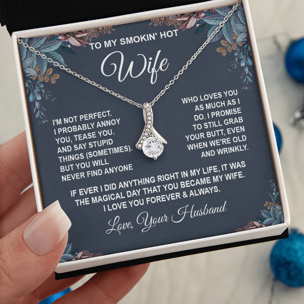 Wife Necklace Gifts from Husband, Anniversary Gifts for Wife from Husband, Wife Valentine Gifts from Husband, To My Wife Necklace Message Card and Necklace Gifts Box Gift Box Styles on Birthday, Wedding, Anniversary, Valentine Allruing Necklace