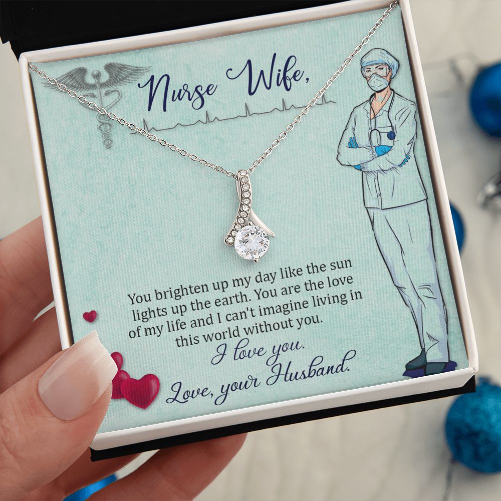 Couples Gifts, Nusre Wife Necklace Gifts From Husband, Wedding Anniversary Jewelry For Wife From Husband, Wife Birthday From Husband, To My Wife Message Card and Gift Box styles On Birthday, Christmas, Anniversary  Allruing Necklace