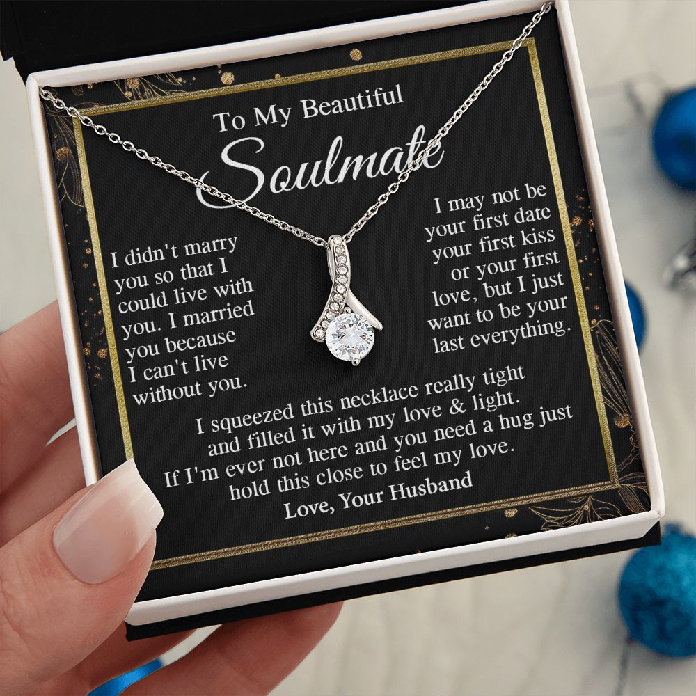 Soulmate Necklace Gift From Husband, Anniversary Romantic Gifts for Soulmate from Husband, Wife Wedding Gifts Message Card and Necklace Gifts Box Gift Box Styles on Birthday, Wedding, Anniversary, Valentine Allruing Necklace