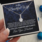 To My Beautiful Wife Necklace From Husband Pendant Jewelry with Message Card and Box Necklaces for Women Valentines Day Happy Anniversary Wedding Present for Birthday Merry Christmas for Wife Allruing Necklace