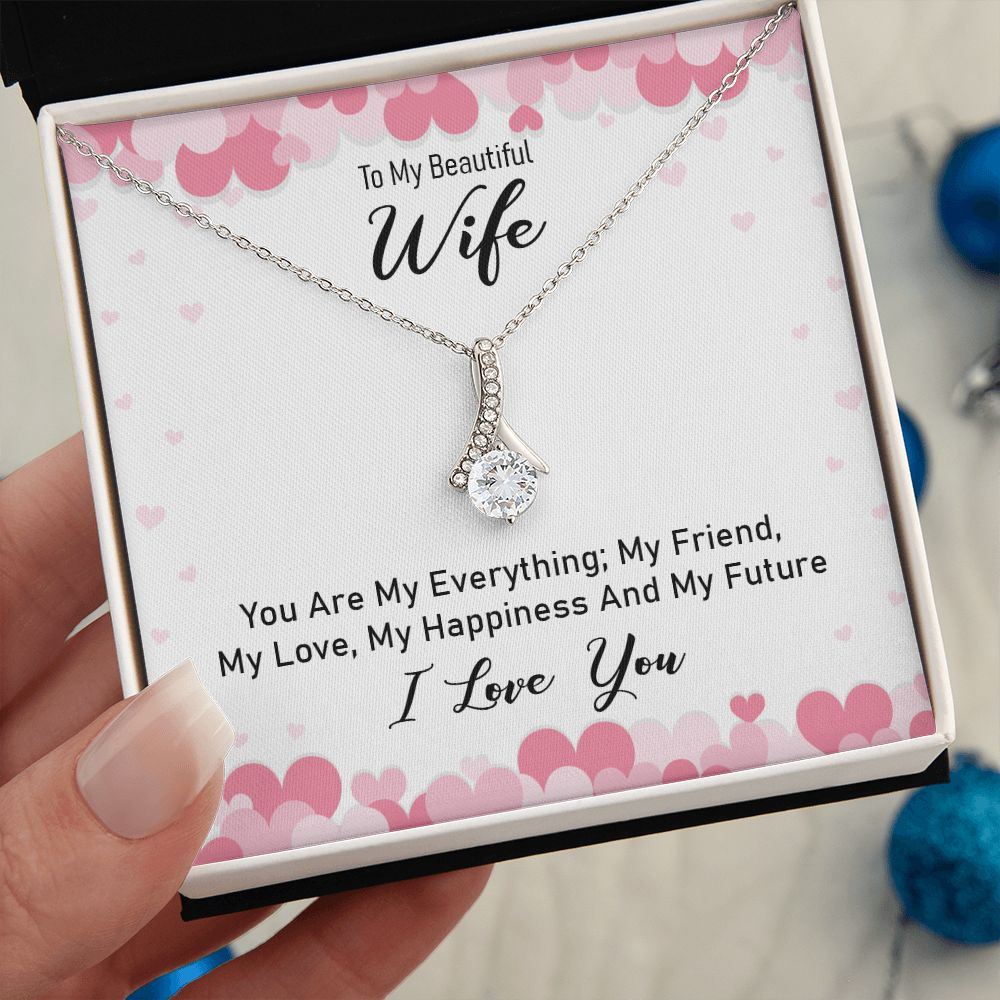 Couples Gifts Necklace To My Beautiful Wife Necklace Gifts For My Wife, I Love You, Love Knot Meaningful Necklace Message Card and Gift Box Styles on Birthday, Christmas, Anniversary Allruing Necklace